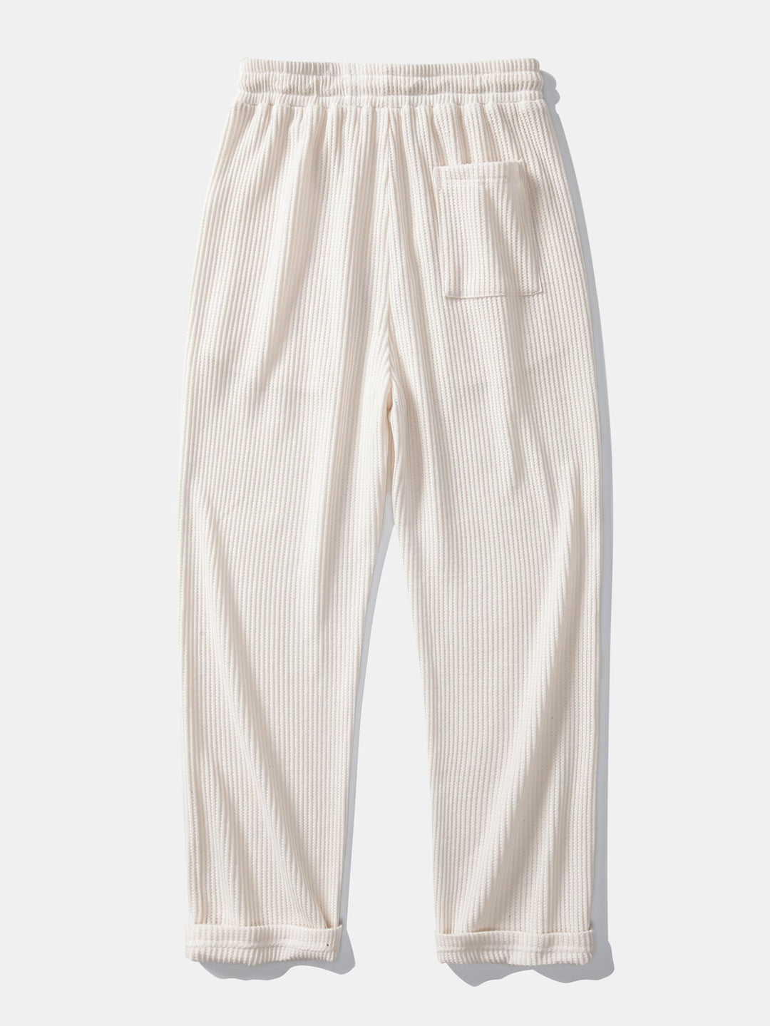 Stripe Johnny Collar Knit Polo &amp; Drawstring Knitted Waffle Pants