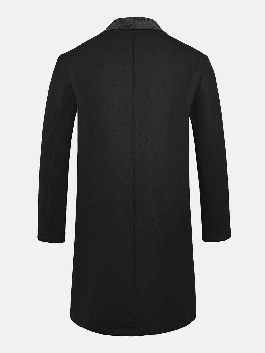 Long Faux Woolen Coat With Teddy Fleece Collar