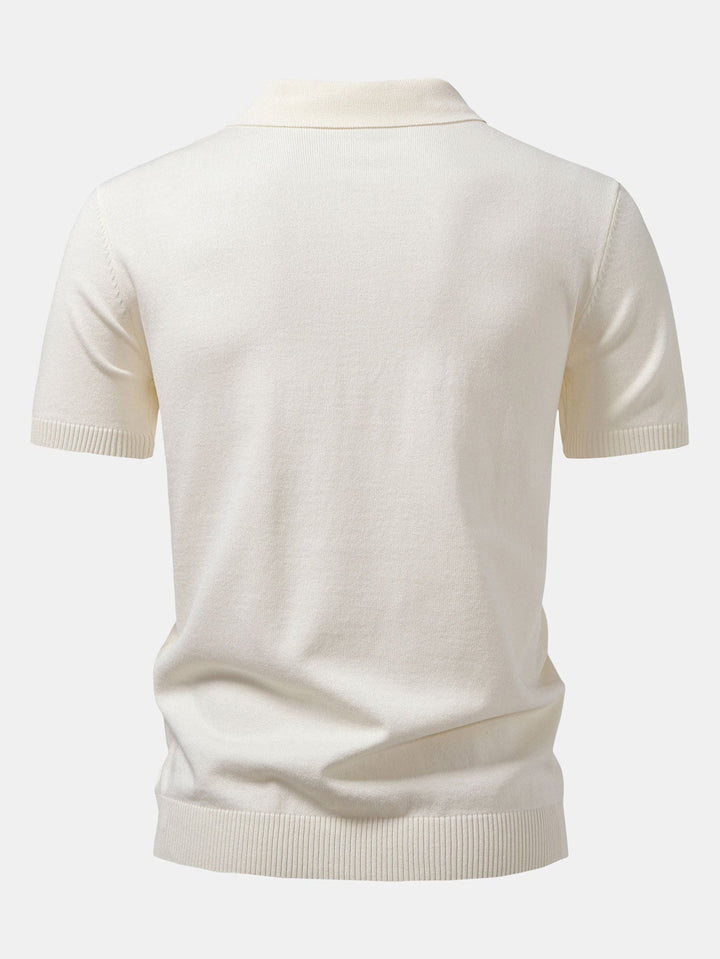 Twist Jacquard Knitted Zipper Polo Shirt &amp; Slim Fit Tapered Trousers
