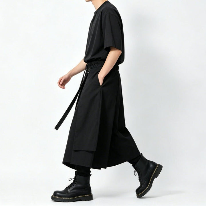 Japanese High-Waisted Drawstring Wide-Leg Pants