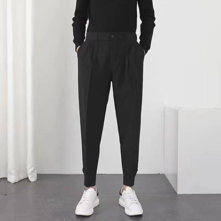 Slim-Fit Tapered Dress Trousers with Fluid Drape