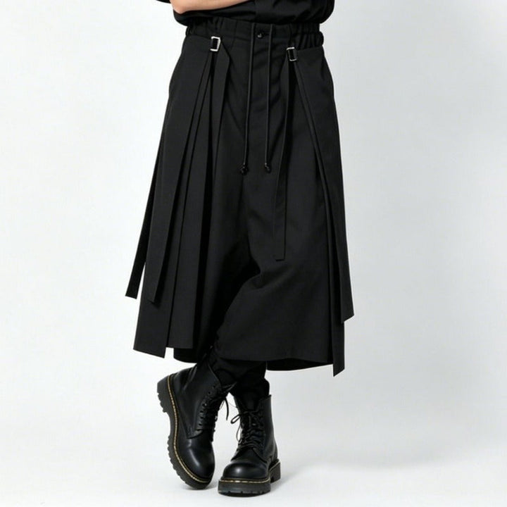 Japanese High-Waisted Drawstring Wide-Leg Pants