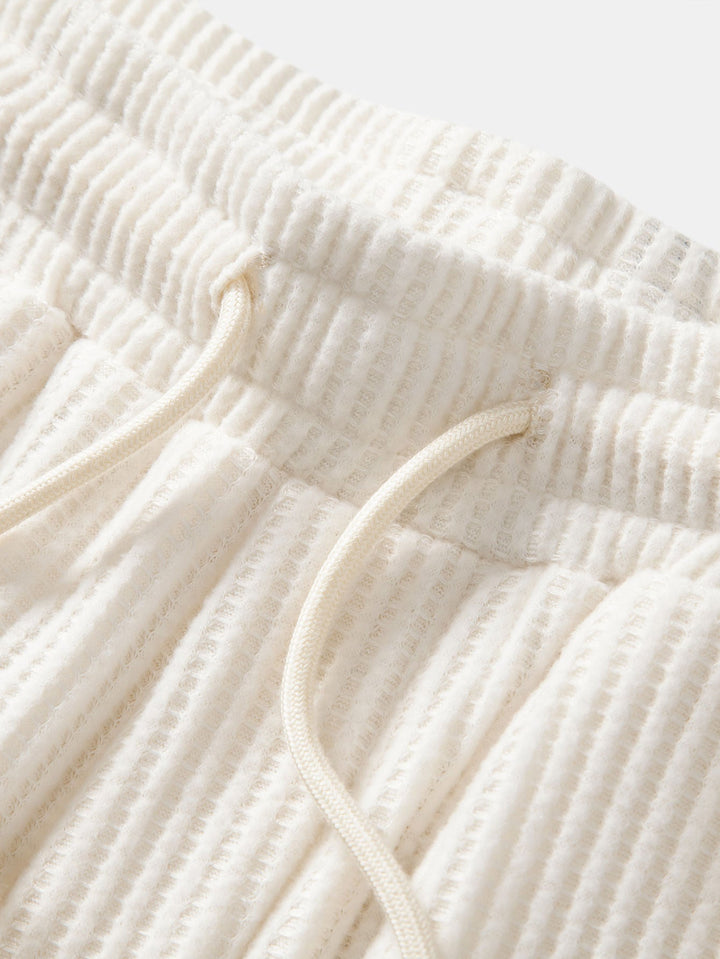 Drawstring Knitted Waffle Pants