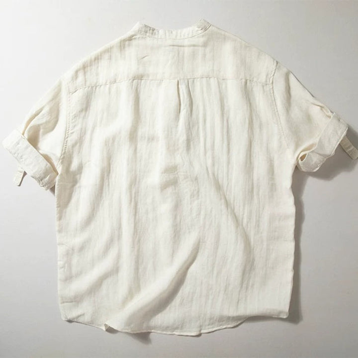 Retro Stand-up Collar Breathable Drape T-shirt