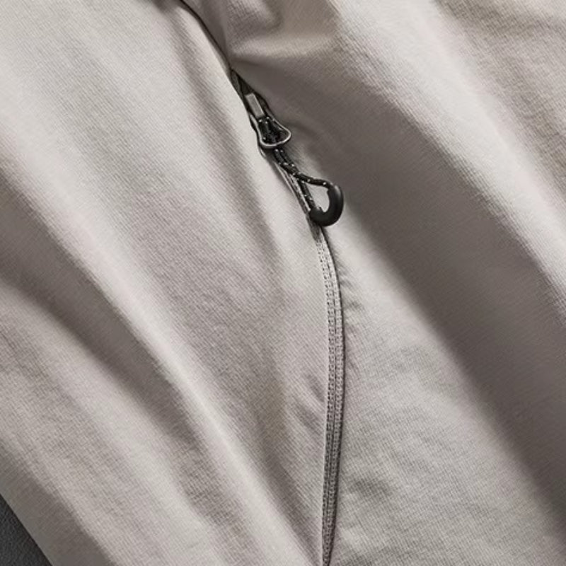 Multi-pocket Loose Two-way Zip Collar T-shirt
