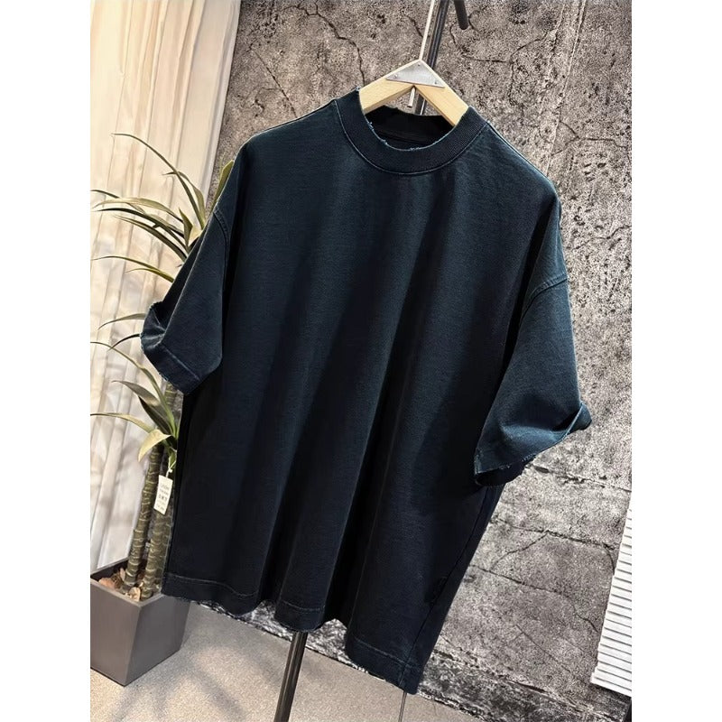 420g Cotton Drop-Shoulder Frayed Edge T-shirt