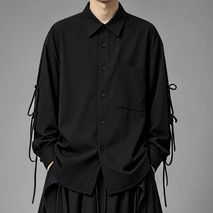 Japanese Loose Asymmetrical multi-layered Shirt and Skirt-Pants Two-piece Set