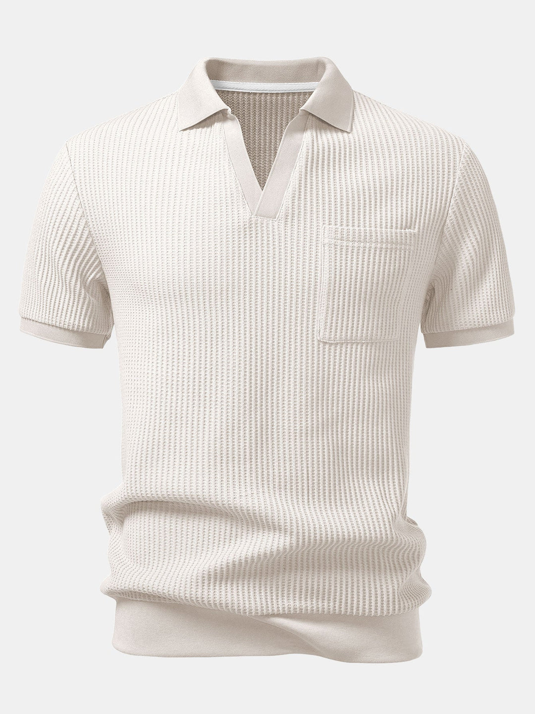 Waffle Johnny Collar Polo With Pocket &amp; Slim Fit Tapered Trousers