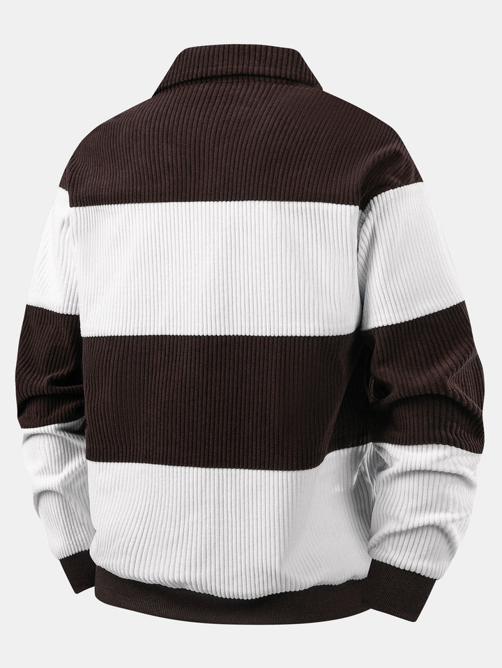 Contrast Corduroy Polo Sweatshirt &amp; Corduroy Jogger Pants