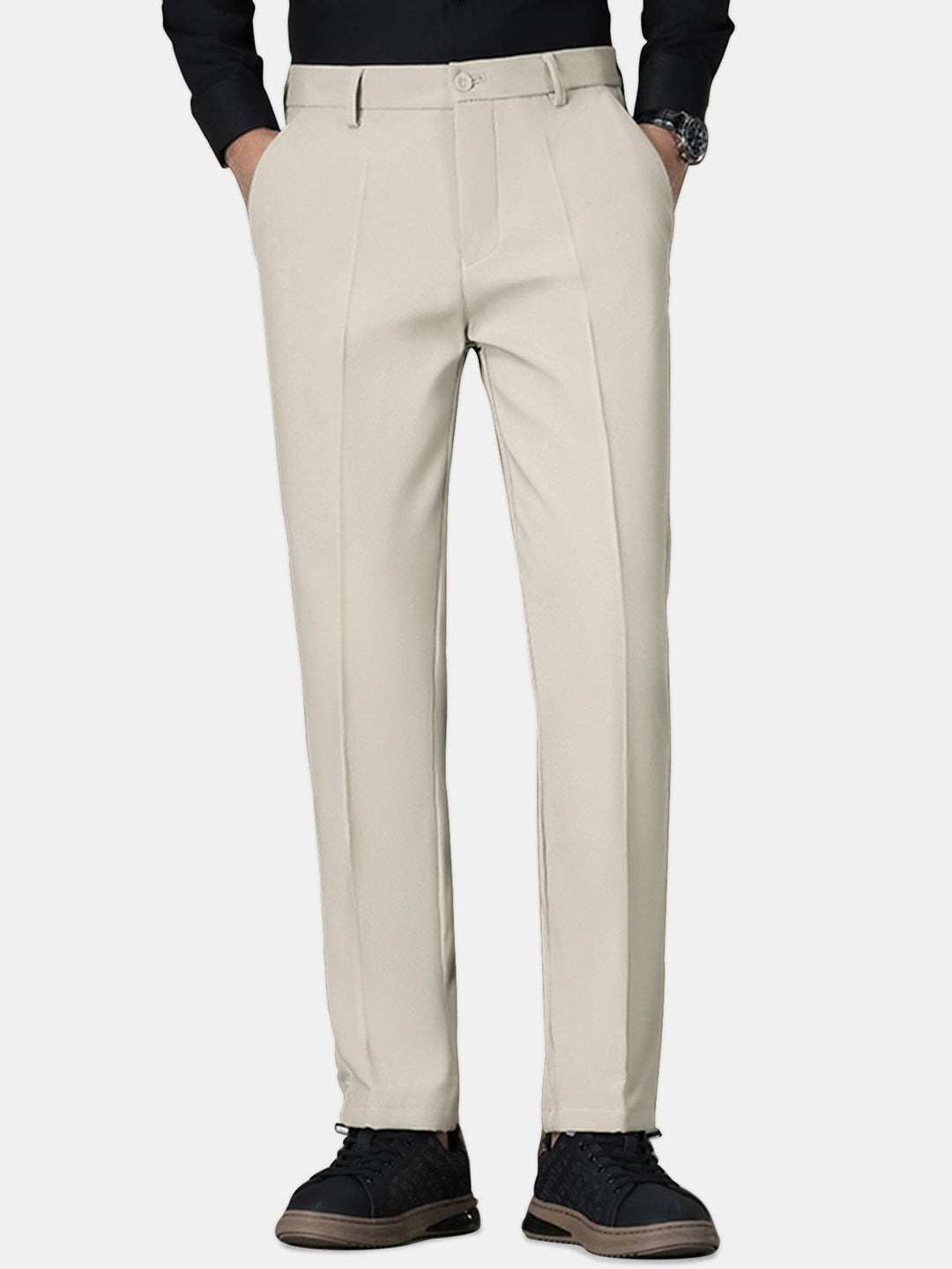 Warm Fleece-Lined Slim Fit Tapered Trousers