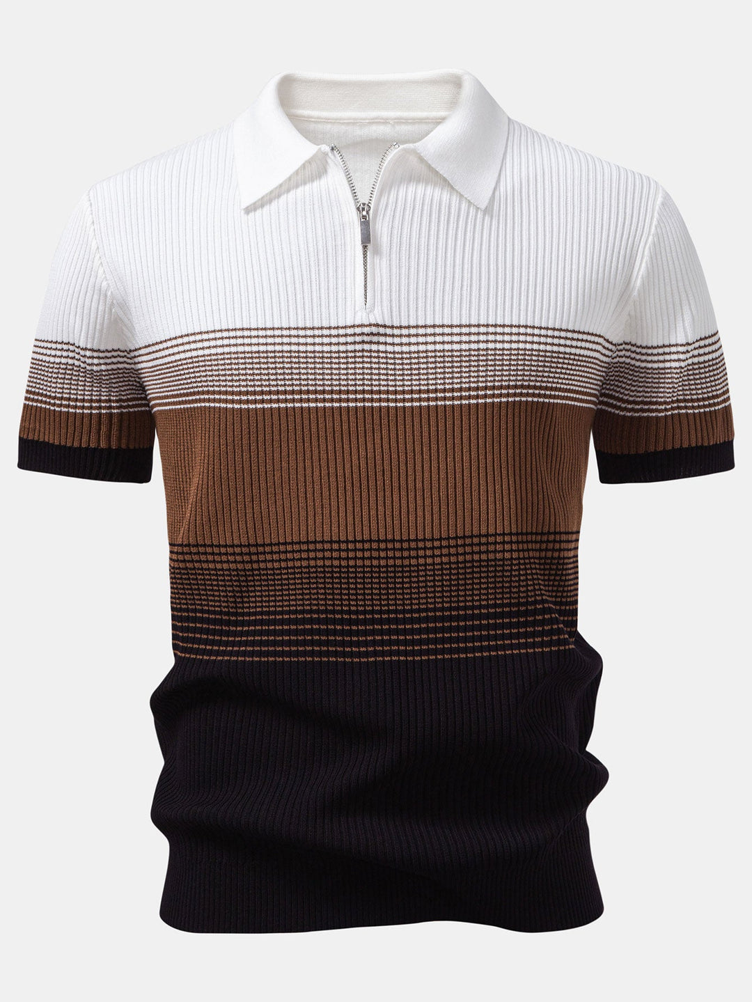 Striped Gradient Knitted Polo Shirt &amp; Slim Fit Tapered Trousers
