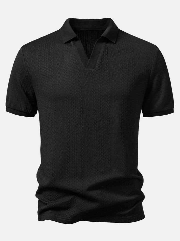 Twist Jacquard V Neck Polo &amp; Slim Fit Tapered Trousers