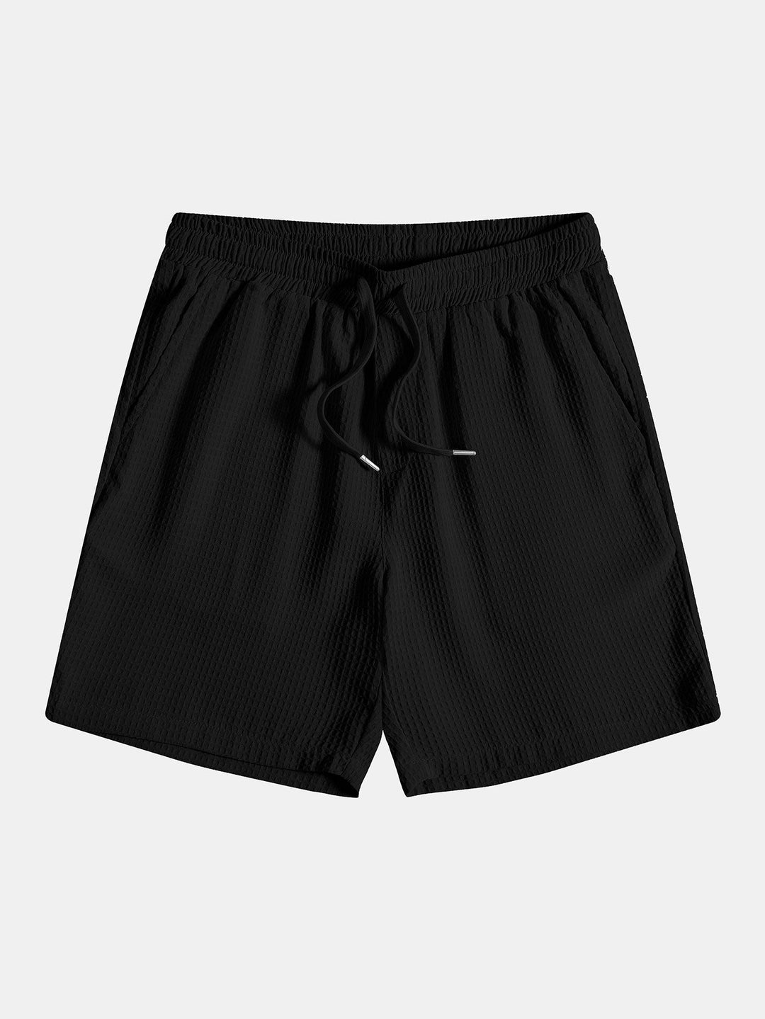 Knitted Waffle Polo Shirt &amp; Waffle Drawstring Shorts