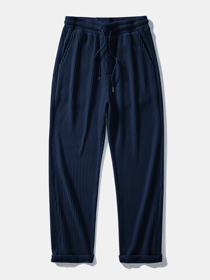Waffle Johnny Collar Polo With Pocket &amp; Drawstring Knitted Waffle Pants
