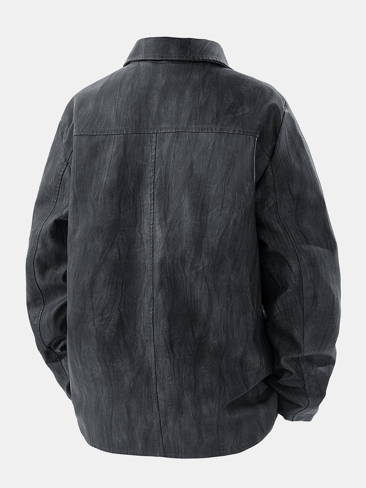 Textured PU Leather Jacket
