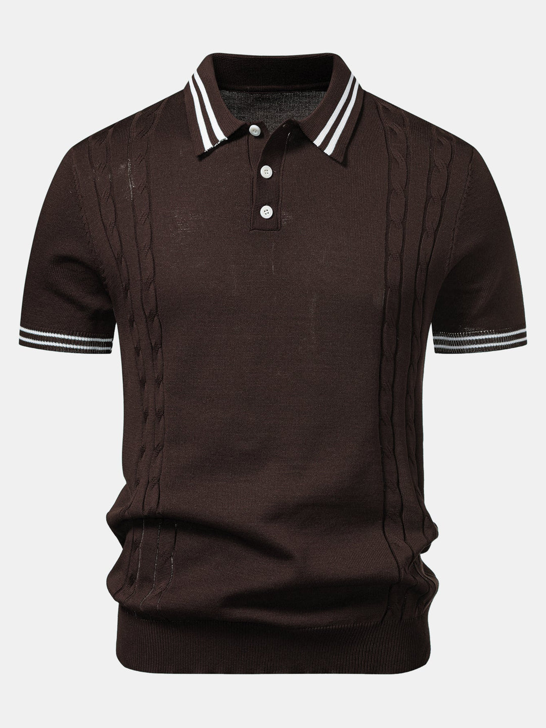 Contrast Trim Twisted Jacquard Knit Polo &amp; Slim Fit Tapered Trousers