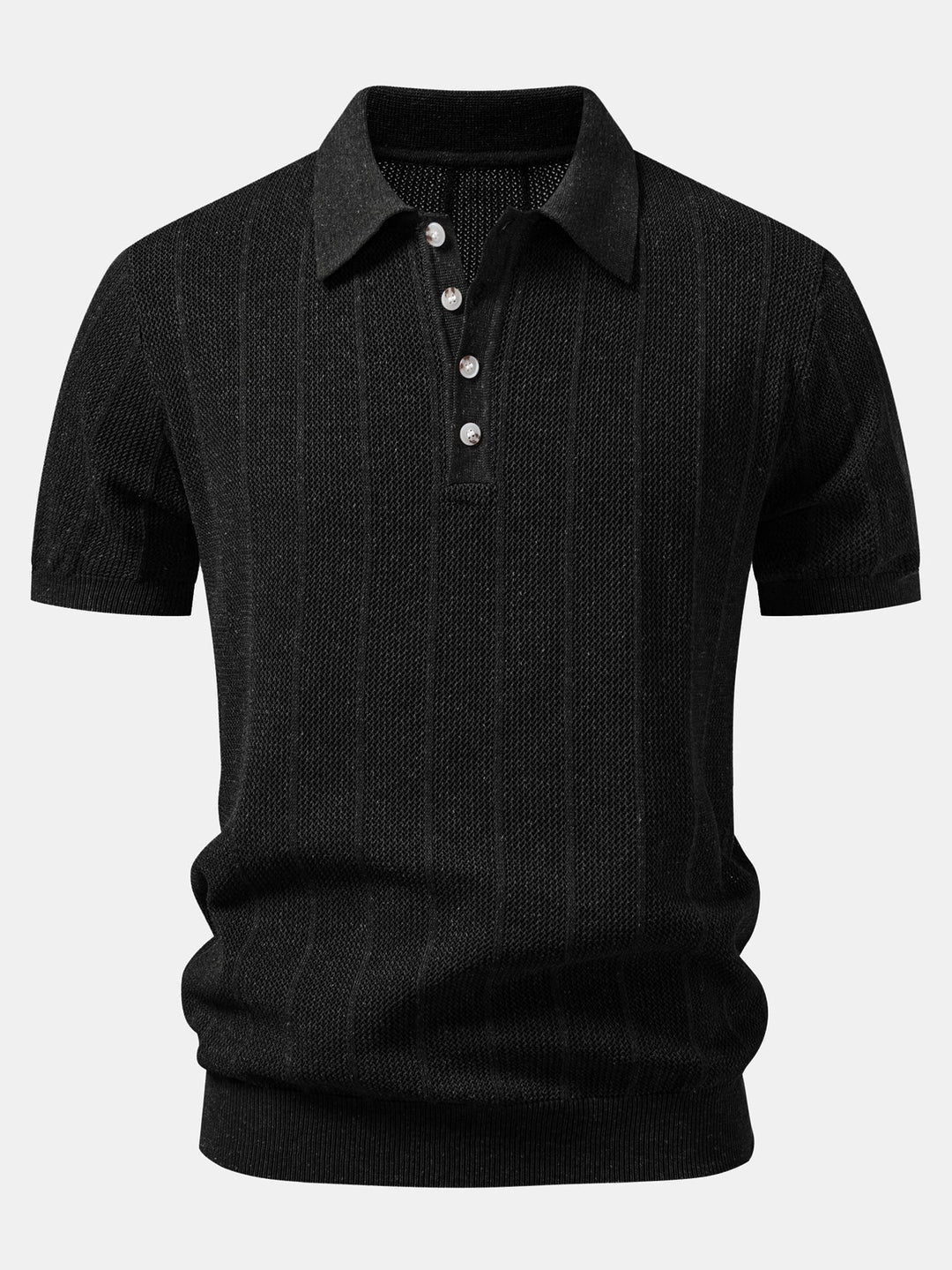 Linen Stripe Open Knit Polo &amp; Straight Leg Linen Pants