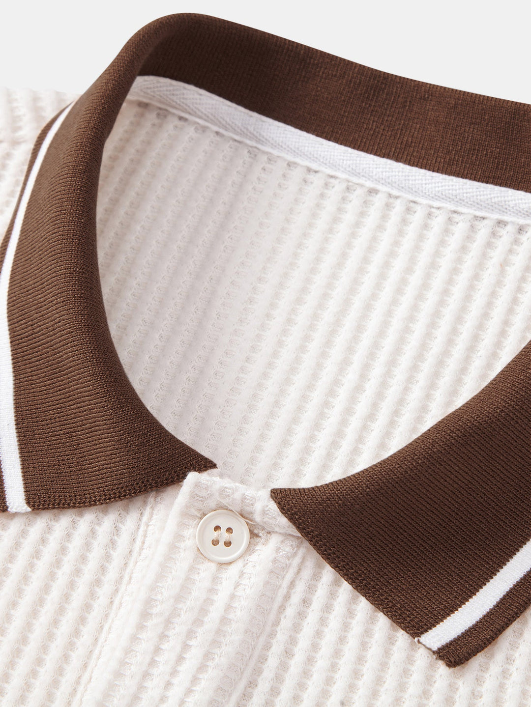 Contrast Stripe Trim Waffle Polo &amp; Slim Fit Tapered Trousers