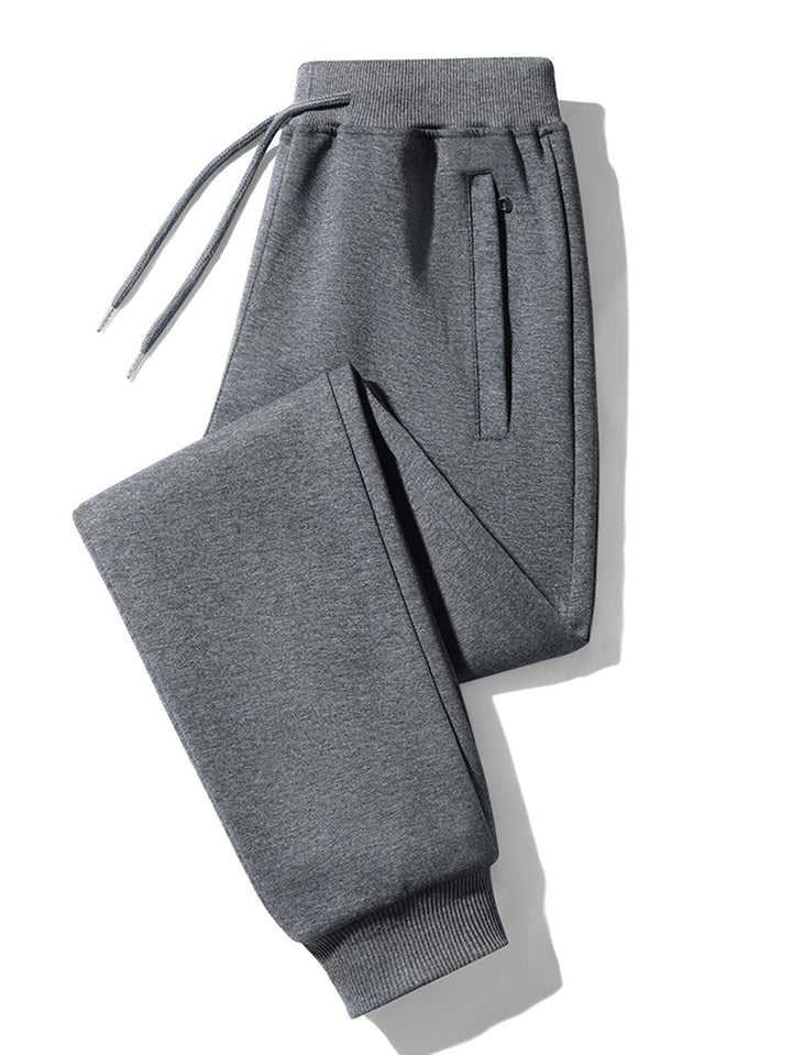 3 Pieces Solid Zipper Pocket Cotton Jogger Pants