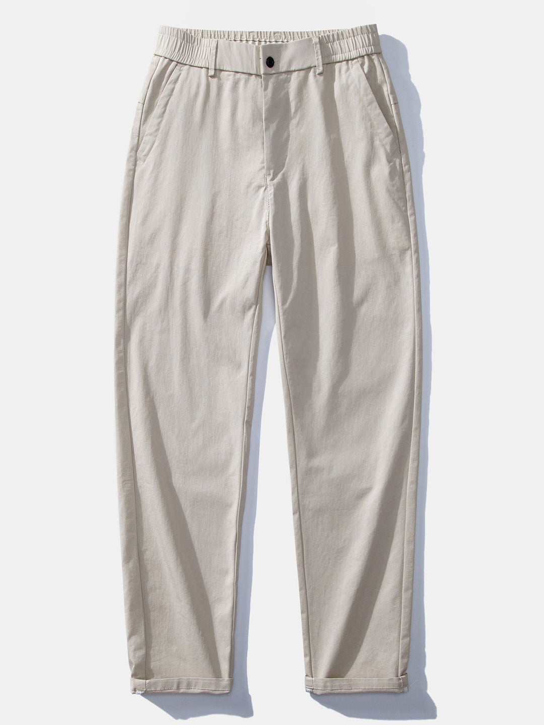 Contrast Textured Johnny Collar Knit Polo &amp; Elastic Waist Straight Leg Trousers
