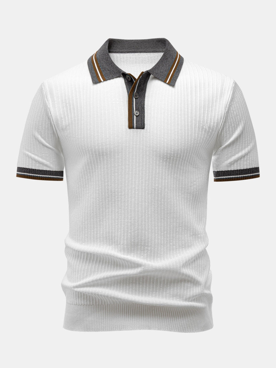 Contrast Trim Knit Polo Shirt &amp; Slim Fit Tapered Trousers