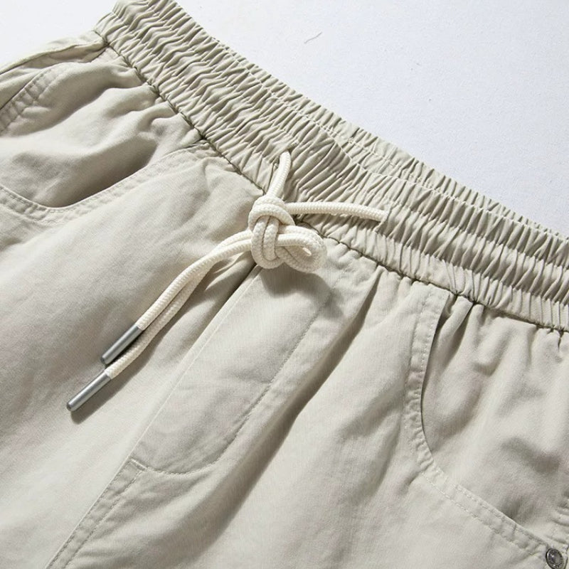 Retro Elastic Waist Loose Straight Leg Shorts