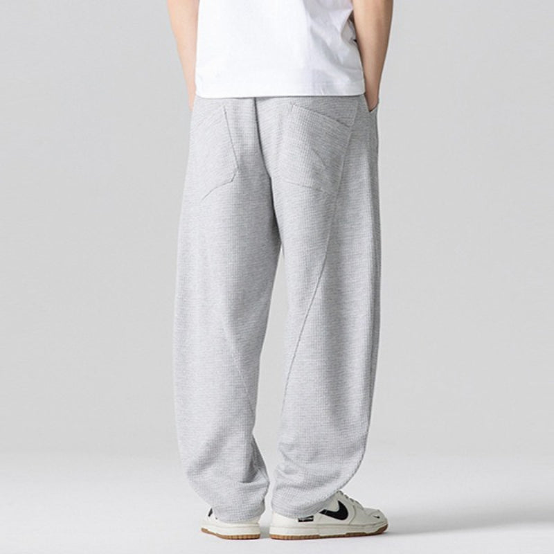 Waffle Loose-Fit Casual Wide-Leg Trousers