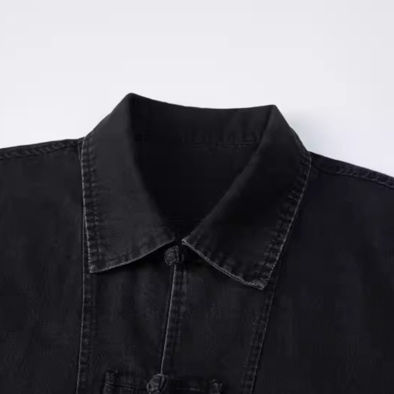 Denim Loose Button-Up T-Shirt