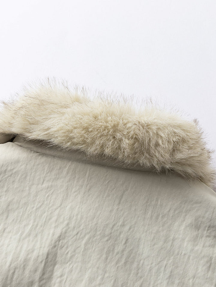 Oversize Faux Fur Collar Bomber Jacket