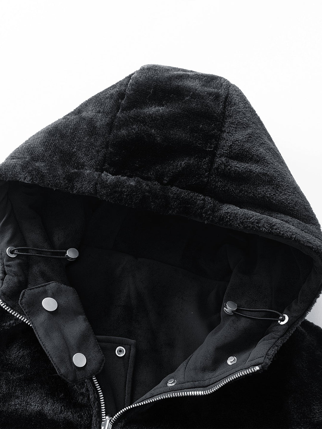 Relax Fit Suede Teddy Zipper Reversible Hooded Coat