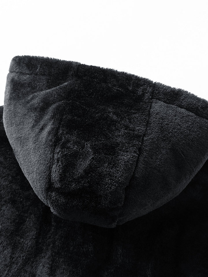 Relax Fit Suede Teddy Zipper Reversible Hooded Coat