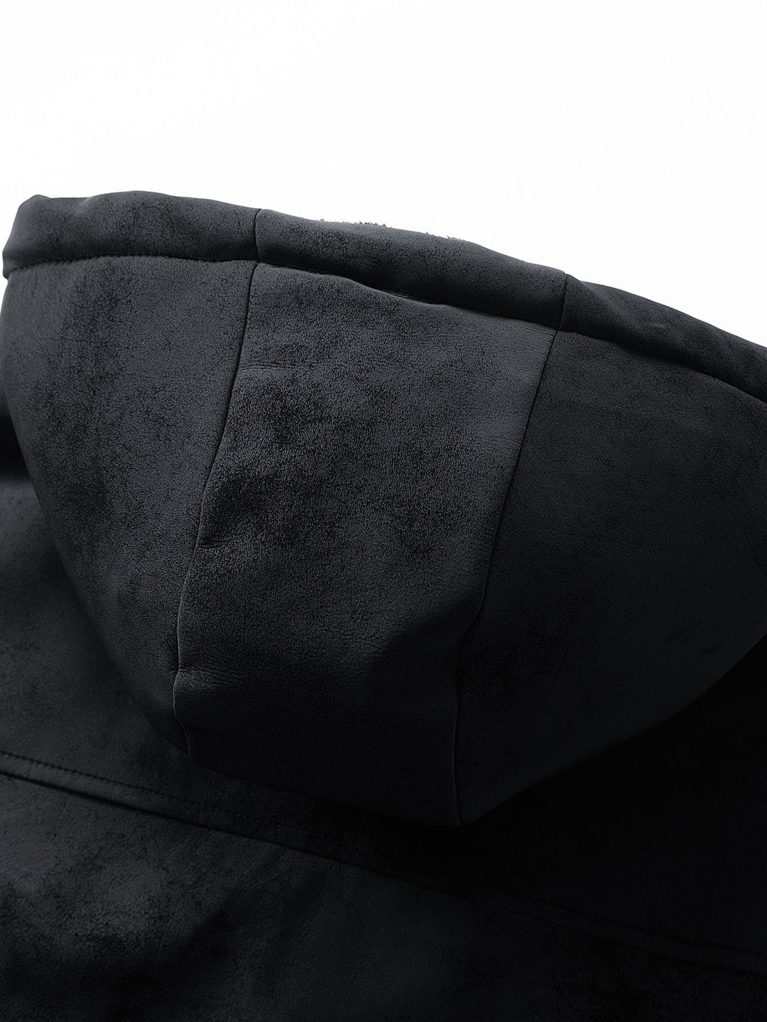 Relax Fit Suede Teddy Zipper Reversible Hooded Coat