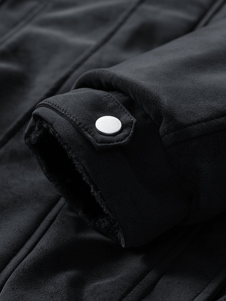 Relax Fit Suede Teddy Zipper Reversible Hooded Coat
