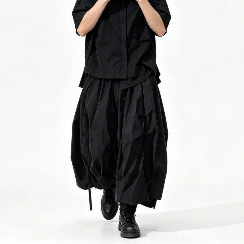 Japanese Loose High-waisted Wide-leg Skirt-Pants