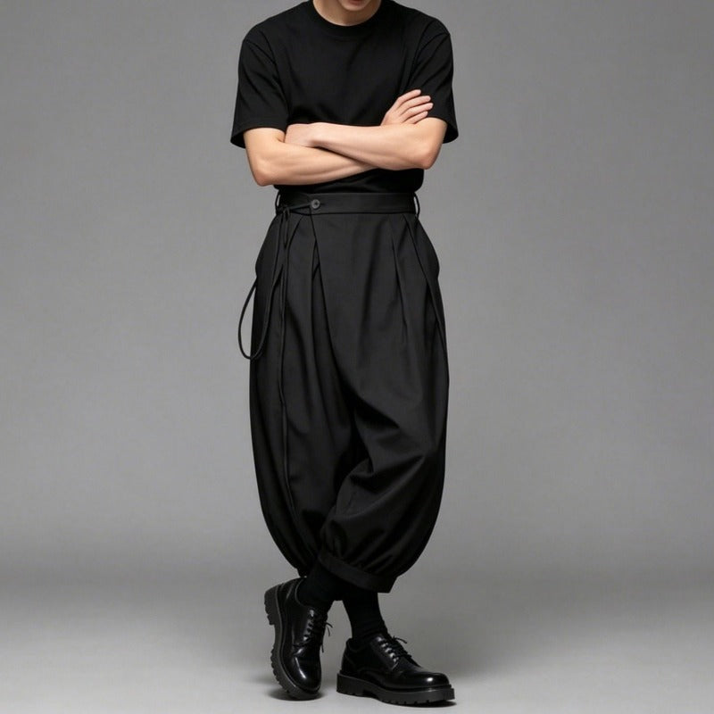 Japanese High-Waisted Cropped Balloon Pants