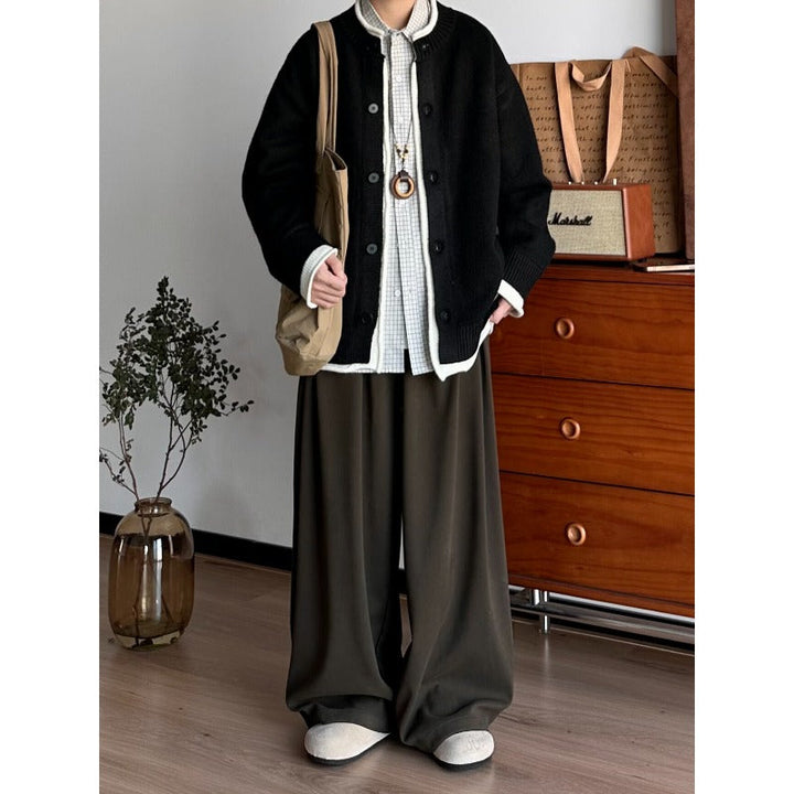 Japanese Faux Two-piece Loose Casual Knit Cardigan