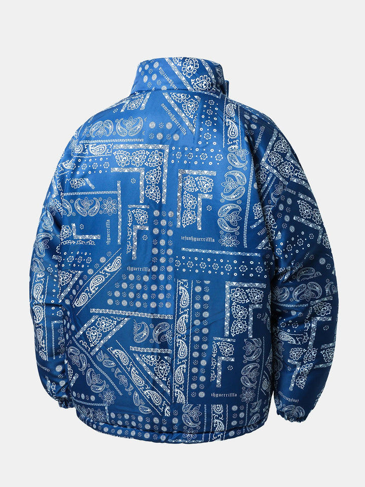Reversible Paisley Puffer Coat