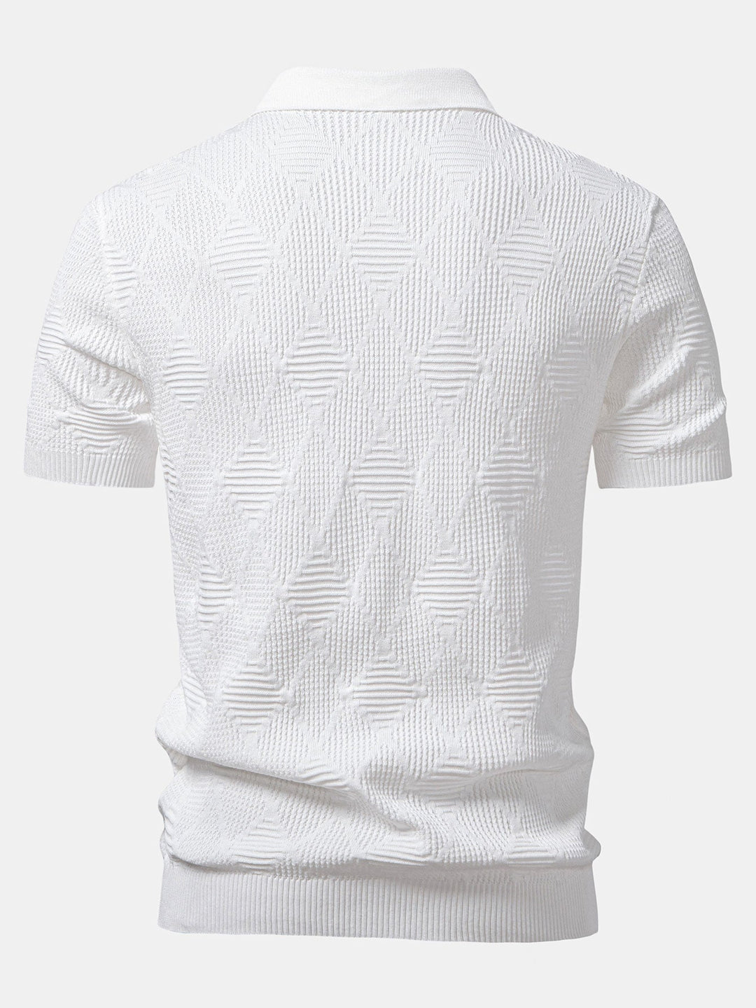 Rhombus Textured Zip Up Knitted Polo Shirt &amp; Slim Fit Tapered Trousers