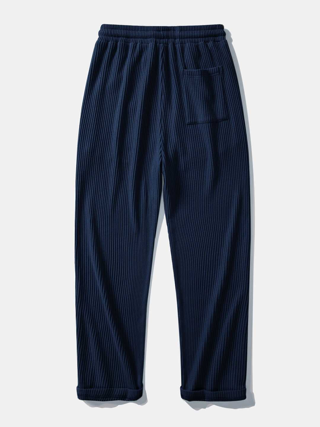 Contrast Textured Johnny Collar Knit Polo &amp; Drawstring Knitted Waffle Pants