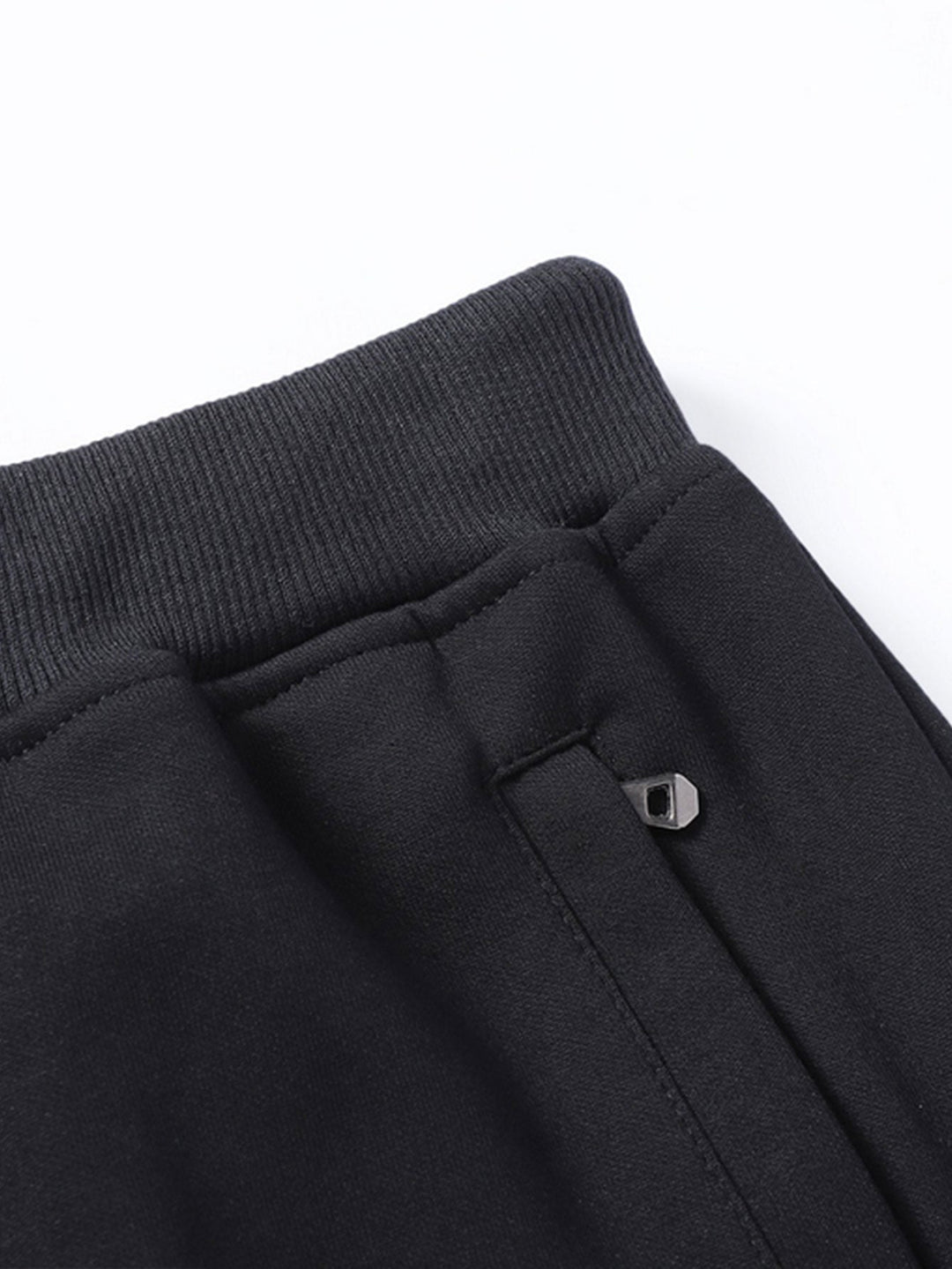 Solid Zipper Pocket Cotton Straight Leg Pants