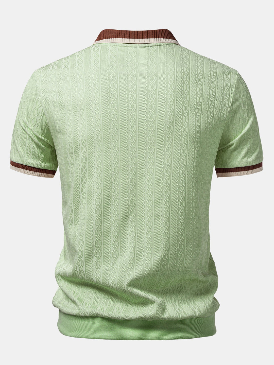 Contrast Trim Textured Zipper Knit Polo &amp; Slim Fit Tapered Trousers