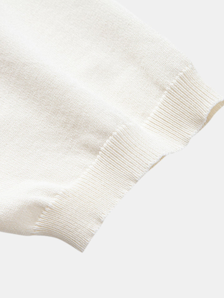 Stripe Geometric Jacquard Knitted Polo Shirt &amp; Slim Fit Tapered Trousers