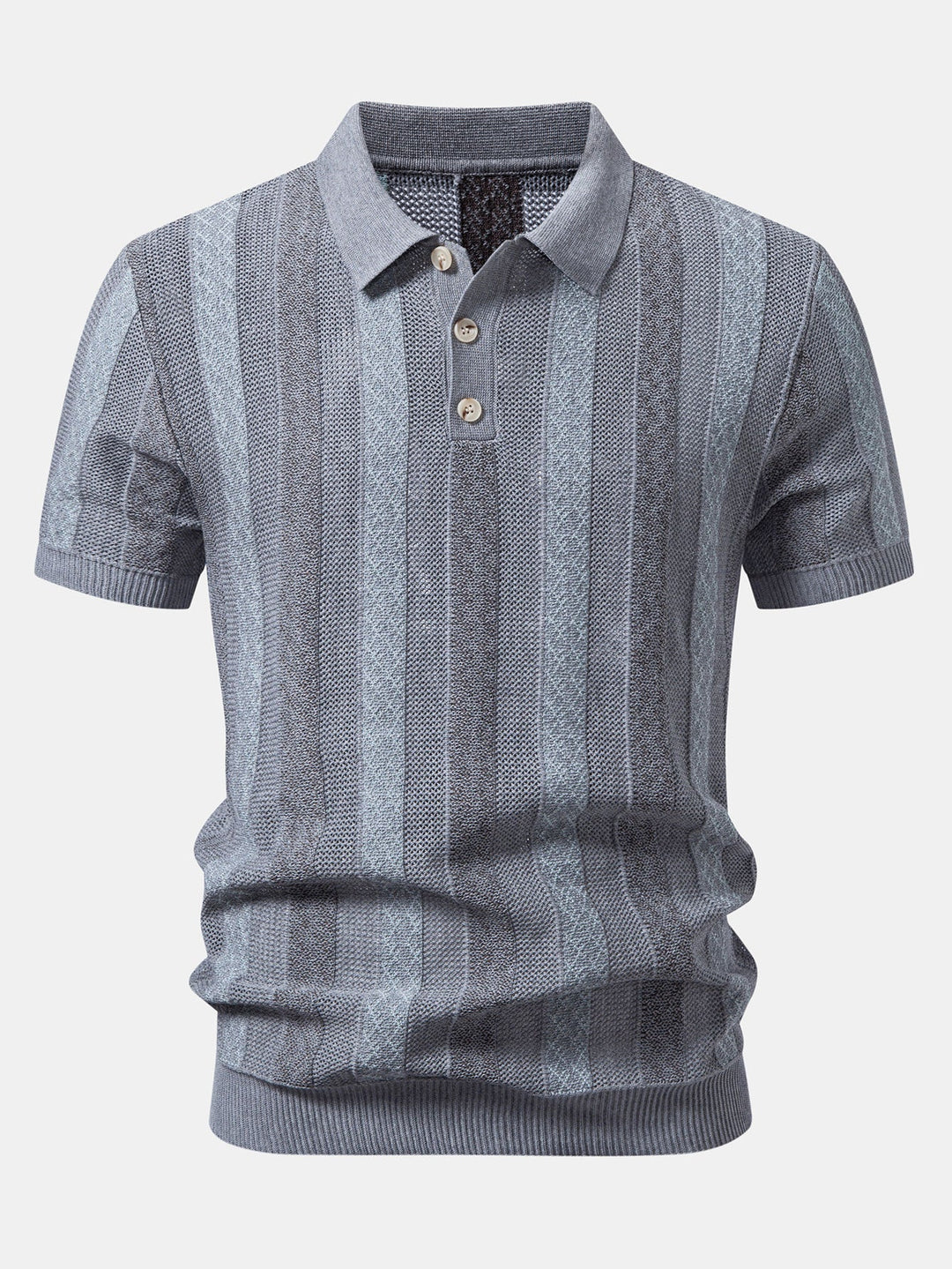 Striped Textured Knit Polo &amp; Elastic Waist Chino Shorts