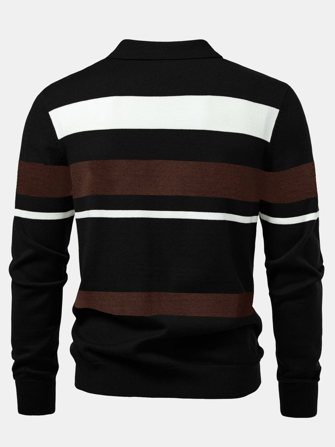 Long Sleeve Stripe Knit Polo Shirt &amp; Slim Fit Tapered Trousers