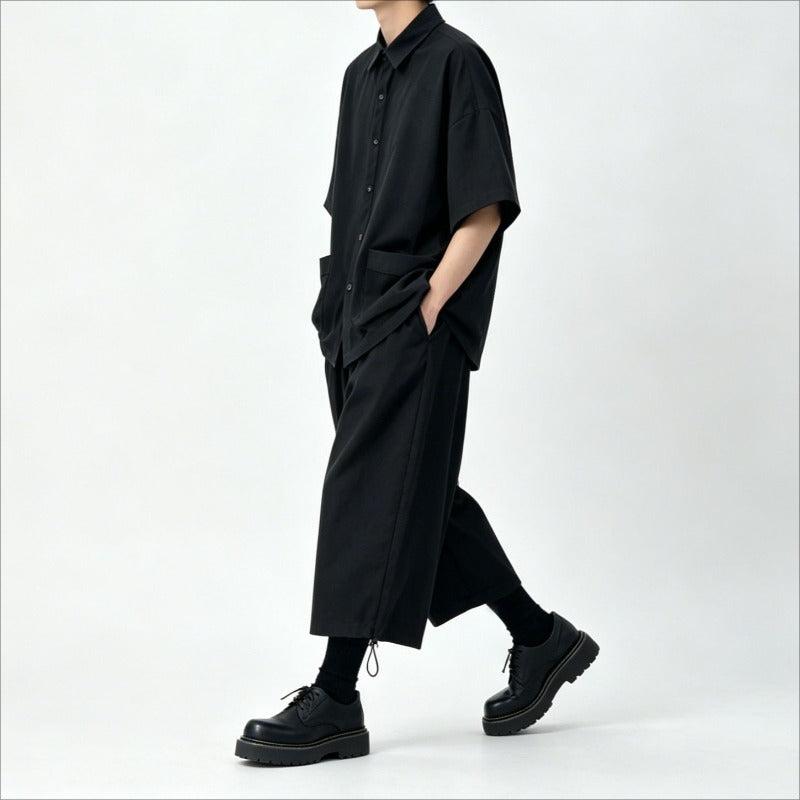 Japanese Lyocell Loose Drapey Casual Short-sleeved Shirt