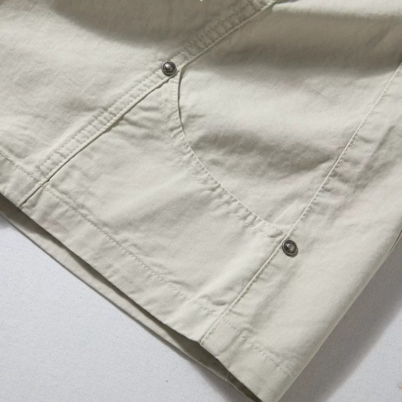 Retro Elastic Waist Loose Straight Leg Shorts
