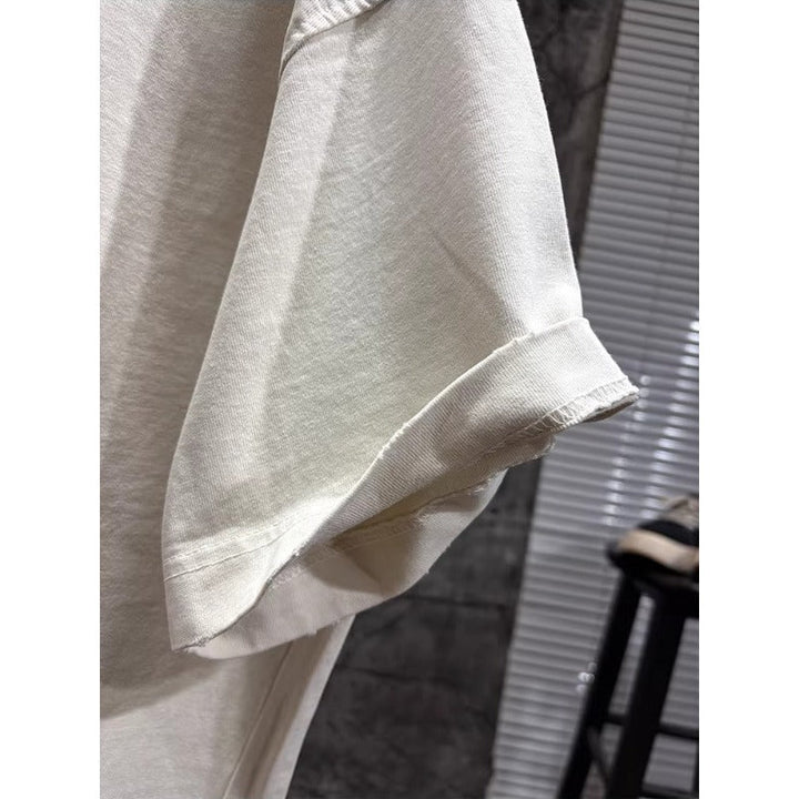 420g Cotton Drop-Shoulder Frayed Edge T-shirt