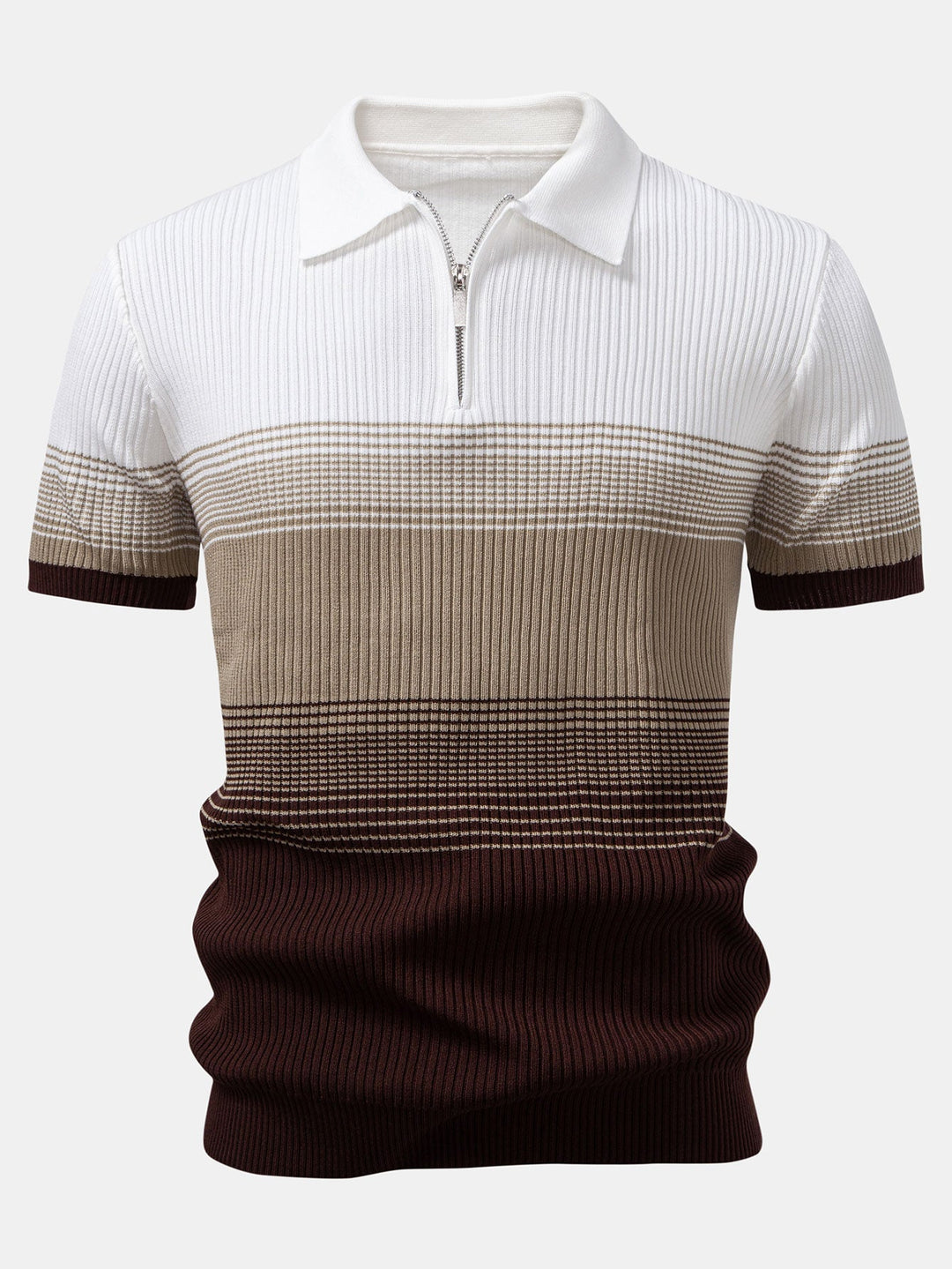 Striped Gradient Knitted Polo Shirt &amp; Slim Fit Tapered Trousers