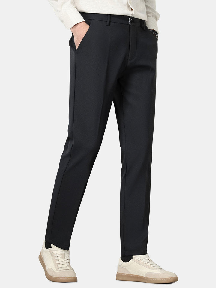 Warm Fleece-Lined Slim Fit Tapered Trousers
