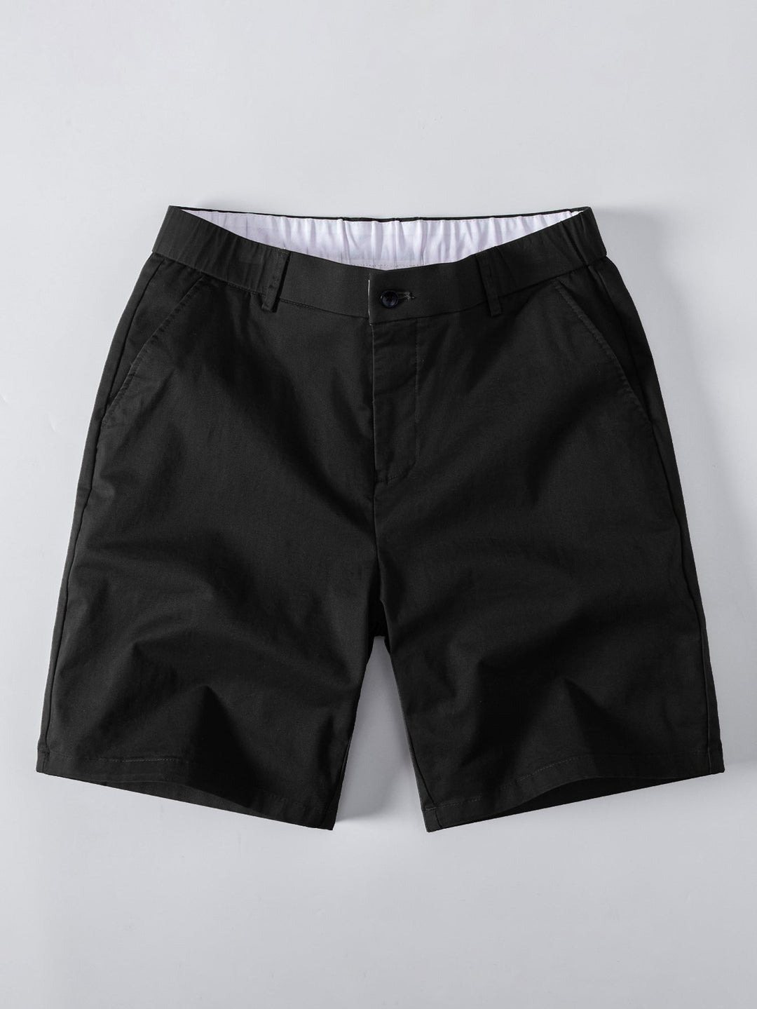 Contrast Striped Ribbed Knit Polo &amp; Elastic Waist Chino Shorts